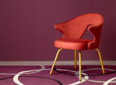 Кресло с обивкой Scab Design You Metal Frame сталь, вельвет сатинированная латунь, красный Фото 4