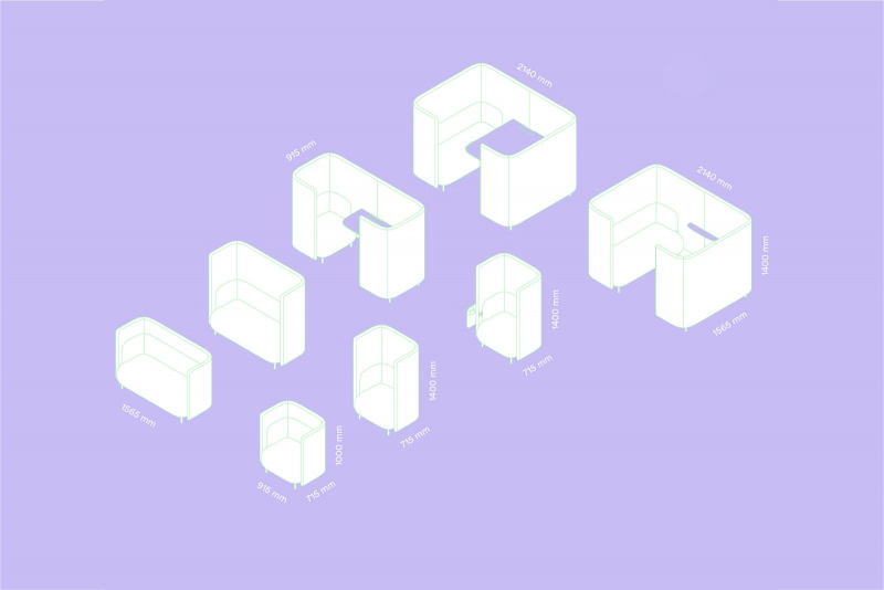 Диван двухместный мягкий с перегородкой Buddy Hub