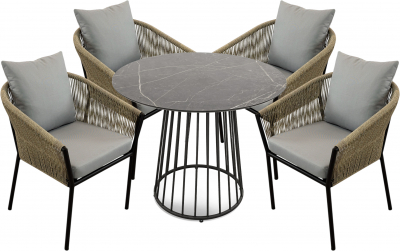 Комплект плетеной мебели ReeHouse Patio алюминий, искусственный ротанг, олефин, компакт-ламинат HPL сицилия, светло-серый, грей темный Фото 1