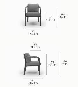 Кресло плетеное с подушкой SNOC Lorvain Nightfall алюминий, роуп, олефин черный, серый Фото 2