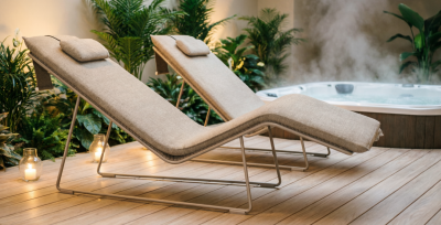 Шезлонг плетеный с матрасом SNOC Veu Bisque алюминий, искусственный ротанг, олефин бежевый Фото 9