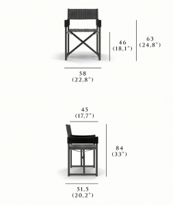 Кресло металлическое складное SNOC Sestri Nightfall алюминий, тик, текстилен черный Фото 2