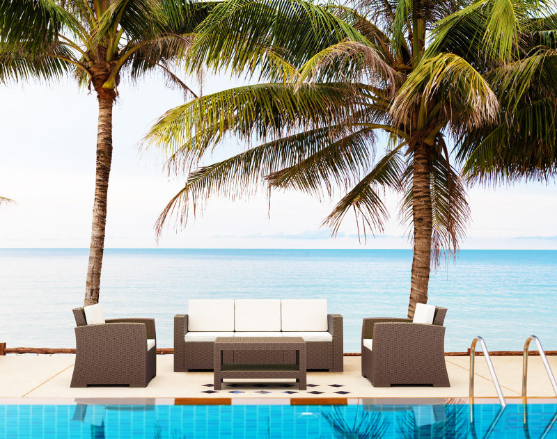 Диван пластиковый плетеный трехместный с подушками Monaco Lounge XL