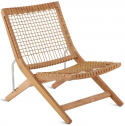 Стул лаунж деревянный плетеный складной Unopiu Synthesis тик, искусственный ротанг Фото 1