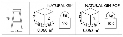 Табурет барный пластиковый Scab Design Natural Gim бук, технополимер натуральный дуб, лен Фото 3