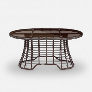 Стол плетеный обеденный ReeHouse Lotus алюминий, искусственный ротанг, стекло шоколад металлик, бронза Фото 5
