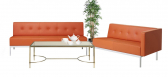 Диван модульный с левым подлокотником Профдиван Зипо дерево, металл, кожа оранжевый Фото 2