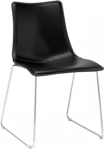 Стул на полозьях с обивкой Scab Design Zebra Pop сталь, поликарбонат, натуральная кожа хром, черный Фото 1