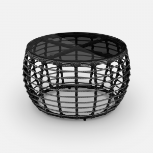 Столик плетеный кофейный ReeHouse Lotus алюминий, искусственный ротанг, стекло черный металлик, графит Фото 6