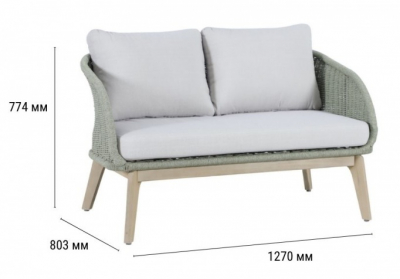 Диван деревянный двухместный Tagliamento Madrague акация, роуп, олефин светлый тик, бежевый Фото 2