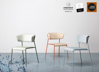 Кресло с обивкой Scab Design Lisa Waterproof сталь, дерево, влагозащитная ткань терракотовый, песок Фото 11