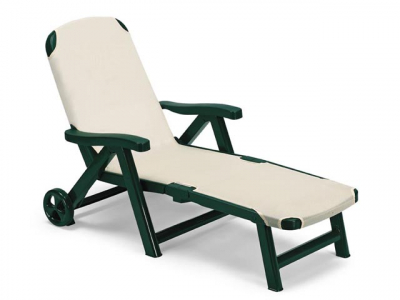 Лежак пластиковый  SMERALDO TEX SCAB GIARDINO пластик зел/слоновая кость Фото 1