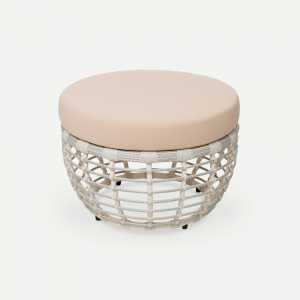 Пуф плетеный с подушкой ReeHouse Lotus алюминий, искусственный ротанг, олефин доминикана, бежевый Фото 6