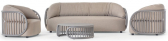 Комплект мягкой мебели Grattoni Nest алюминий, олефин тортора, песочный Фото 1