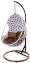 Кресло подвесное плетеное Pride Design Валио Гламур сталь, микровелюр серый Фото 1
