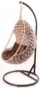 Кресло подвесное плетеное Pride Design Валио Гламур сталь, микровелюр бежевый Фото 1