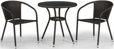 Комплект плетеной мебели Afina T282ANS/Y137C-W53 Brown 2Pcs искусственный ротанг, сталь коричневый Фото 1