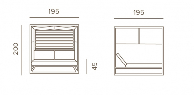 Шатер с лежаками Grattoni Antigua  алюминий, экокожа, полиэстер антрацит, тортора Фото 2
